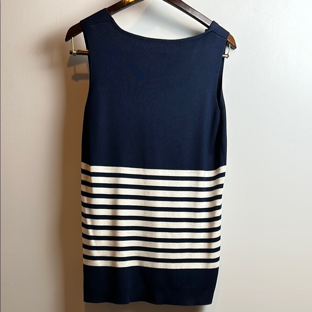 Lauren Ralph Lauren Blue and White Button Down Tank Top with Cardigan - Picture 14 of 16